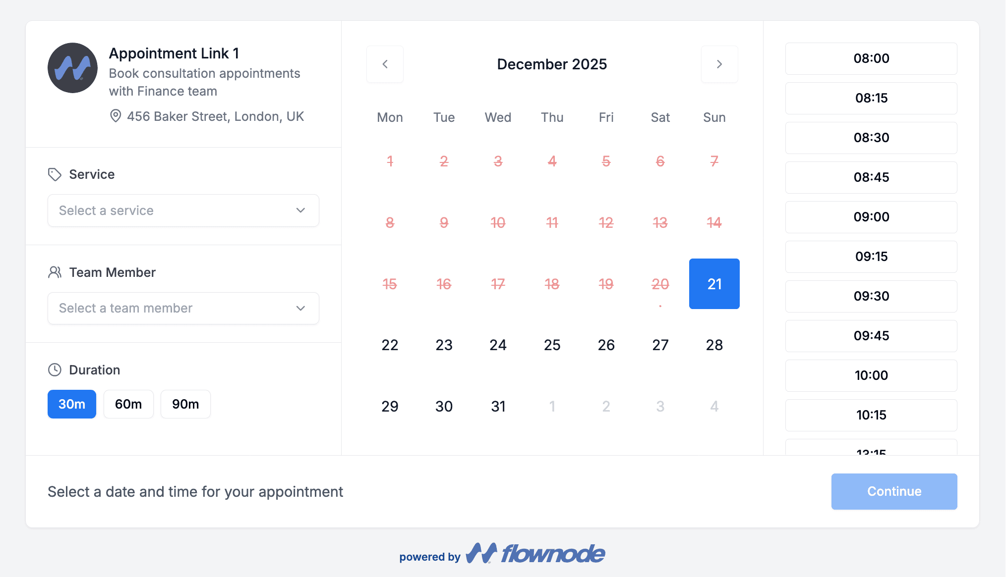 Automatic appointment booking system with custom scheduling links and Google Calendar integration