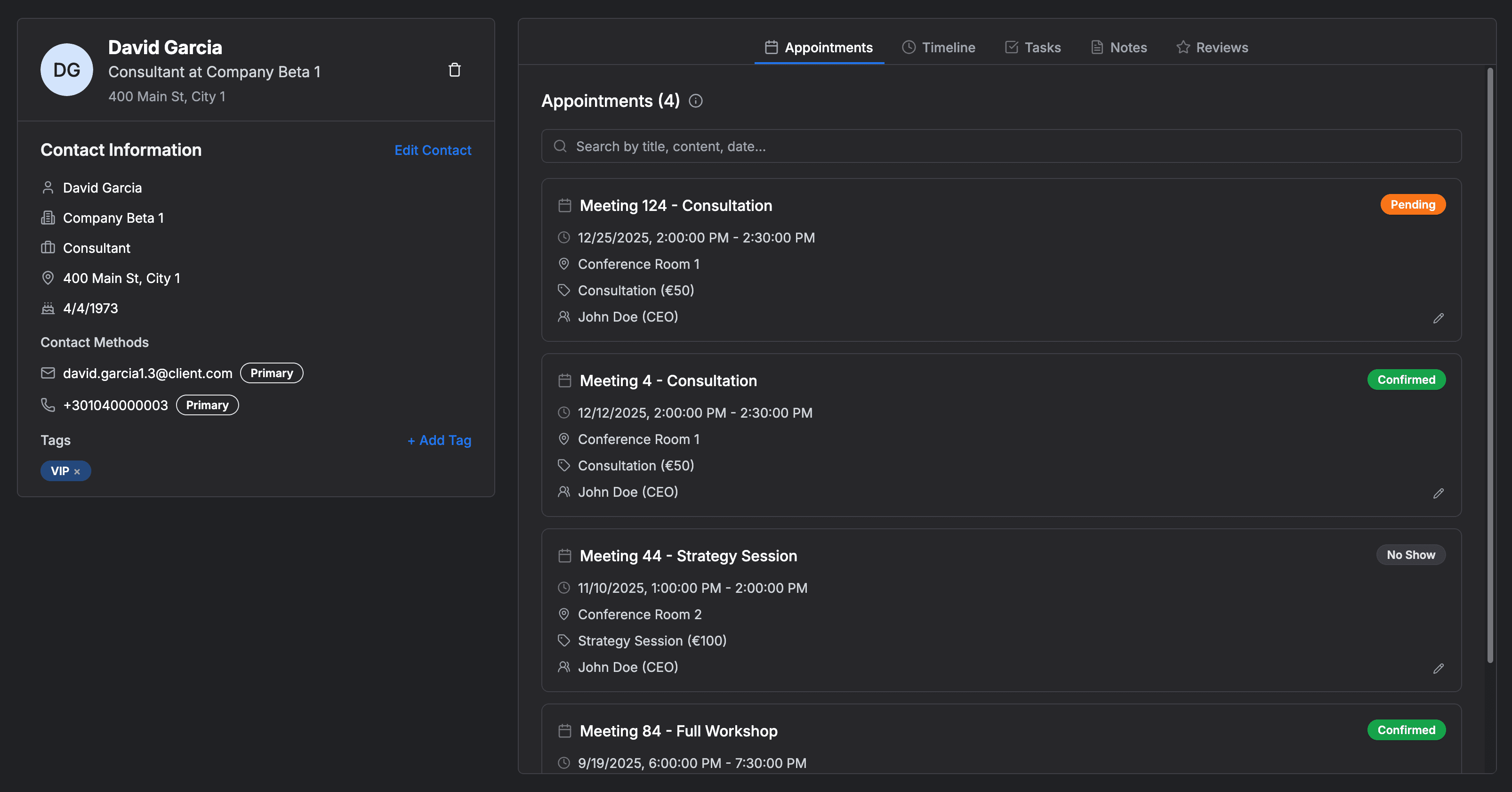 Centralized contact management with customer history and automated audience building
