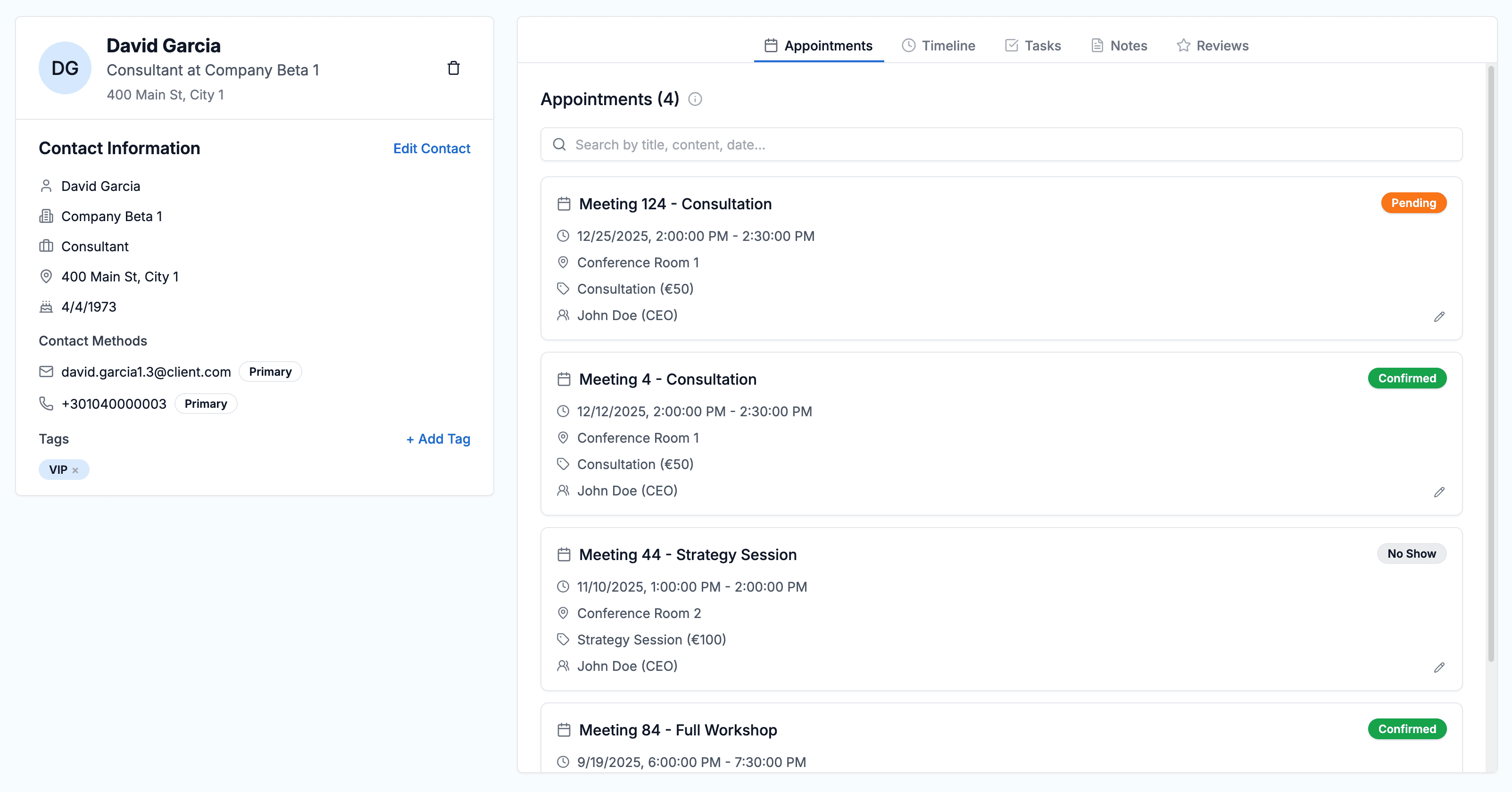 Centralized contact management with customer history and automated audience building